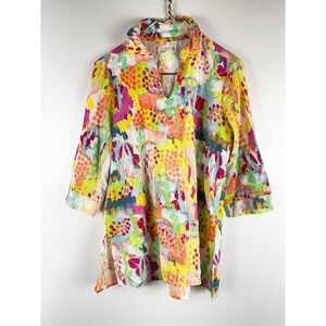 Atelier5 By Gazde Yilmaz Tunic Top Small Multicolor Boho Fun Artsy Art To Wear